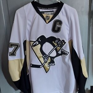 Pittsburgh Penguins Sidney Crosby CCM White and Black Hockey Jersey